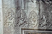 Angkor Wat temple, the fourth enclosure, the bas reliefs of the west gopura, friezes of figurines mounted on a variety of animals 